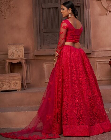 Lehenga Choli : Red organza heavy embroidered designer wedding ...