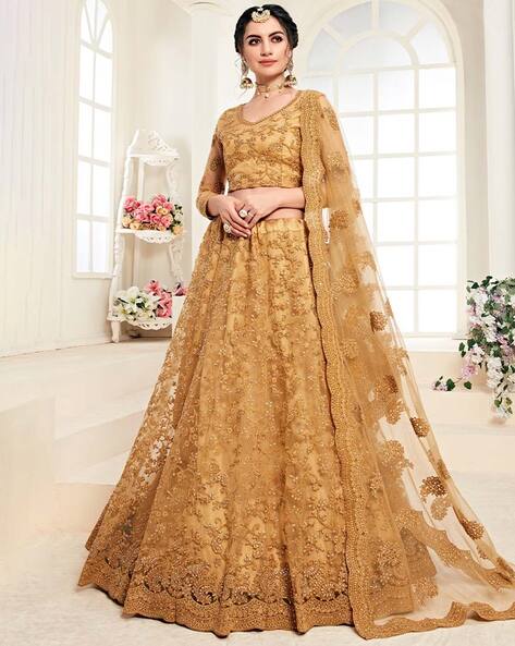 Buy Cream Lehenga And Bustier Crepe Embroidery Alabasted Bridal Set For  Women by Ankur J Online at Aza Fashions.