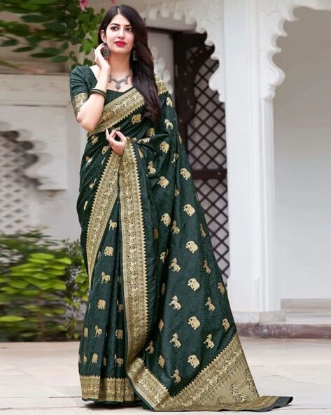 Buy Green Sarees for Women by Dwini Online