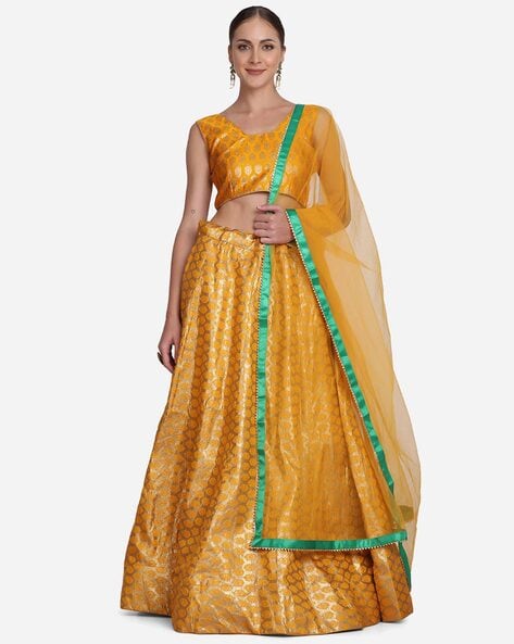 Yellow and Blue Combination Haldi Lehenga Choli Online India USA – Sunasa