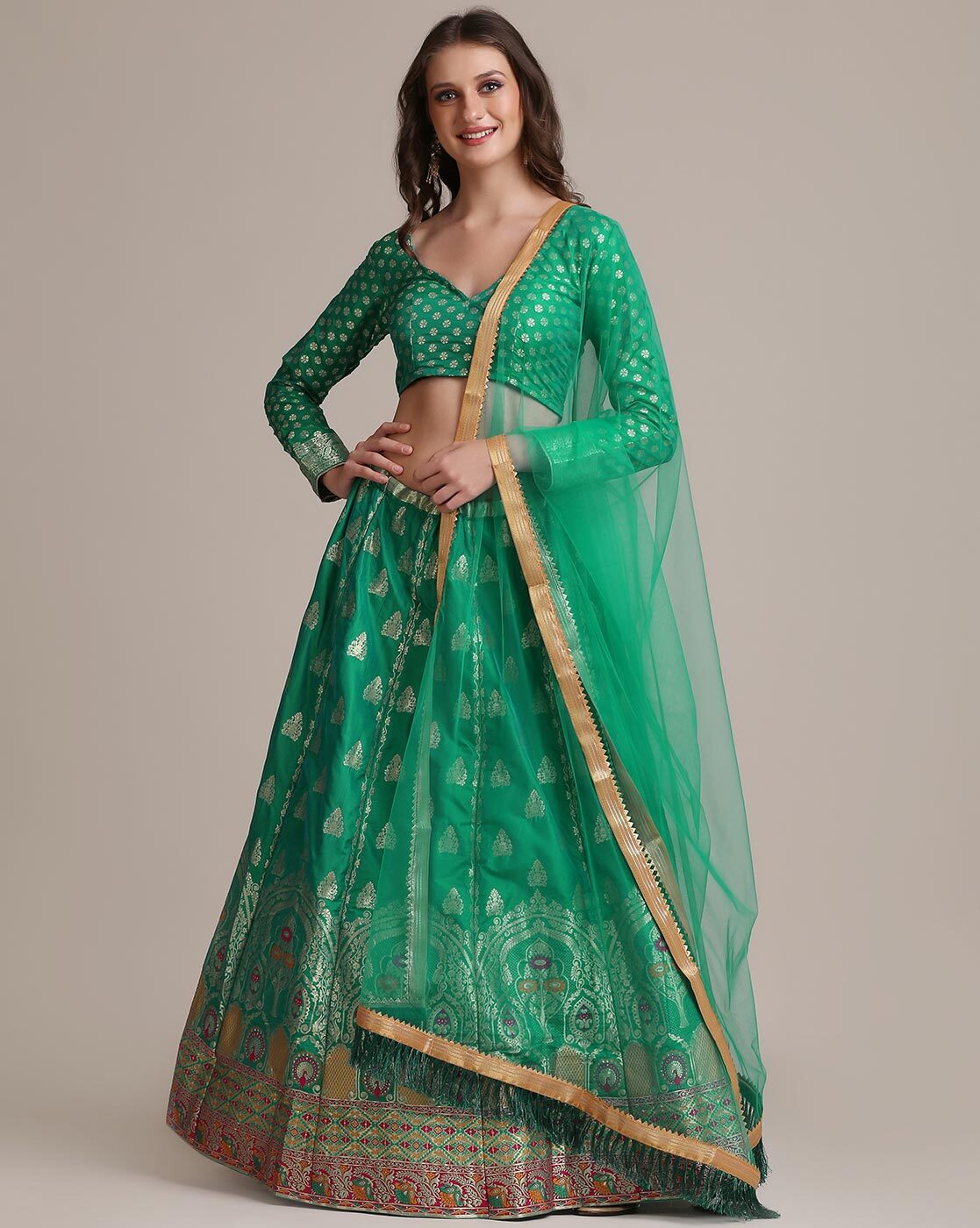 Art Silk Sage Green Lehenga Choli