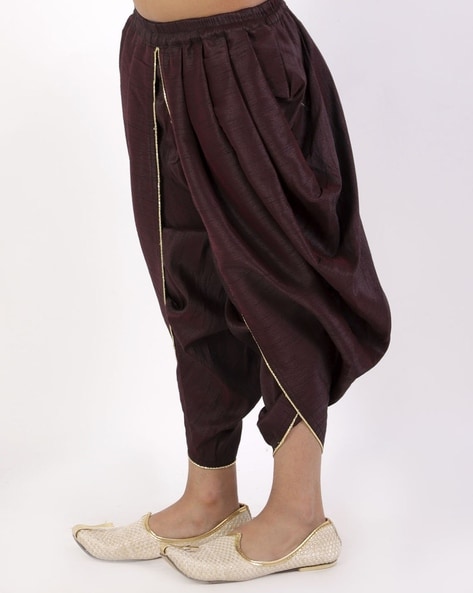 Men's Black Embroidered Vertical Mirror Work Kurta With Cowl Dhoti Set And  Comes With Ornamented Dupatta - Absolutely Desi