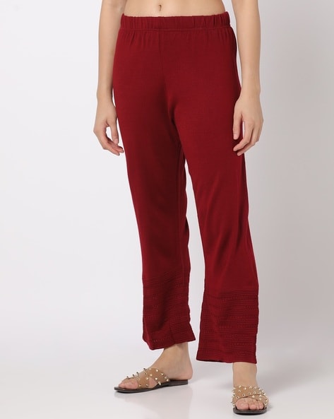 Buy Maroon & Black Leggings for Women by Clora Creation Online