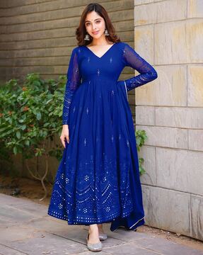 Buy Royal Blue Dresses Gowns for Women by KEDAR FAB Online