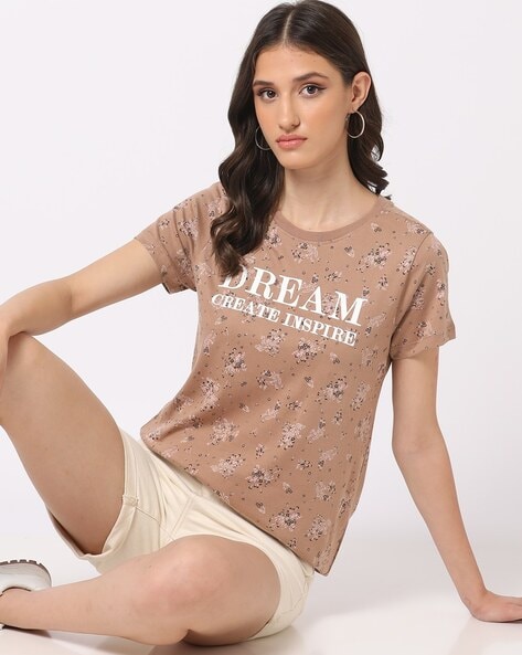 Floral Print Cotton T-Shirt