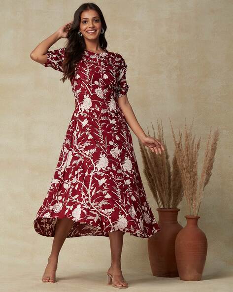 Burgundy clearance floral dresses