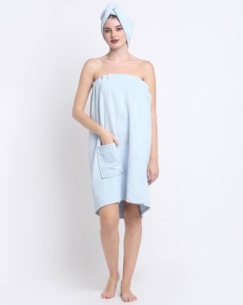 Creeva 380 GSM Cotton Bath Wrap & Hair Wrap Set