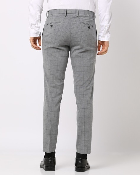 Dobell Dark Blue Check Suit Pants | Dobell