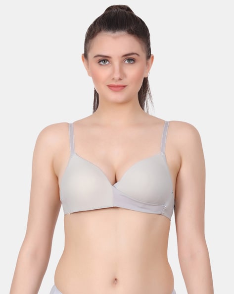 Buy Alishan Grey and Skin Cotton Blend Full Coverage Lightly Padded Bra -  34C (pack of 3) Online at Best Prices in India - JioMart.
