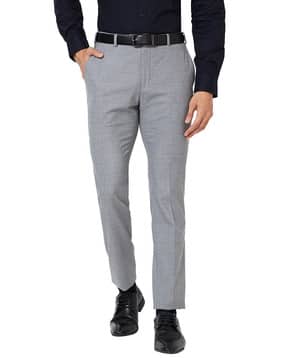 raymond Checked Slim Fit Flat-Front Trousers-picture-19