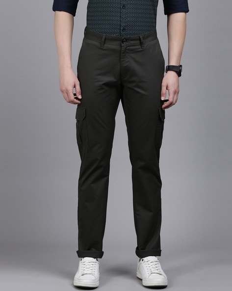 Buy Peter England Men Black Solid Super Slim Fit Casual Trousers online
