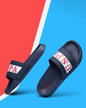 Navy blue best sale polo slides