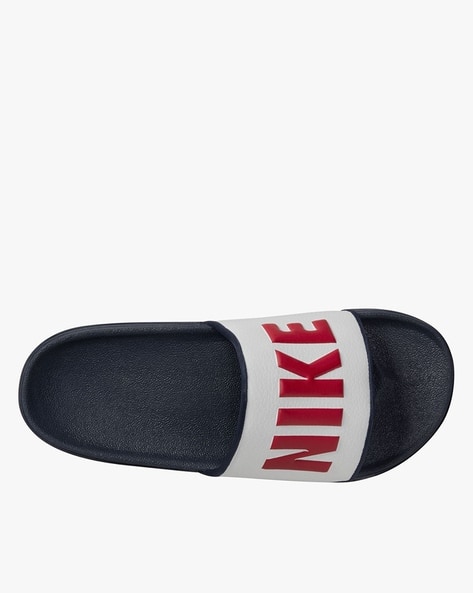 red and white nike slippers