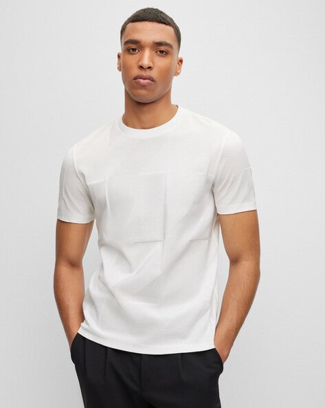 BOSS - Regular-fit pure-cotton T-shirt with monogram jacquard