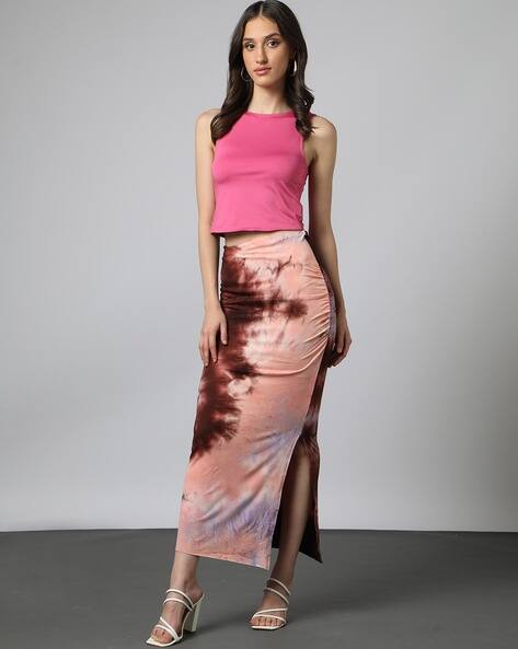 Tie Dye Print A-Line Skirt