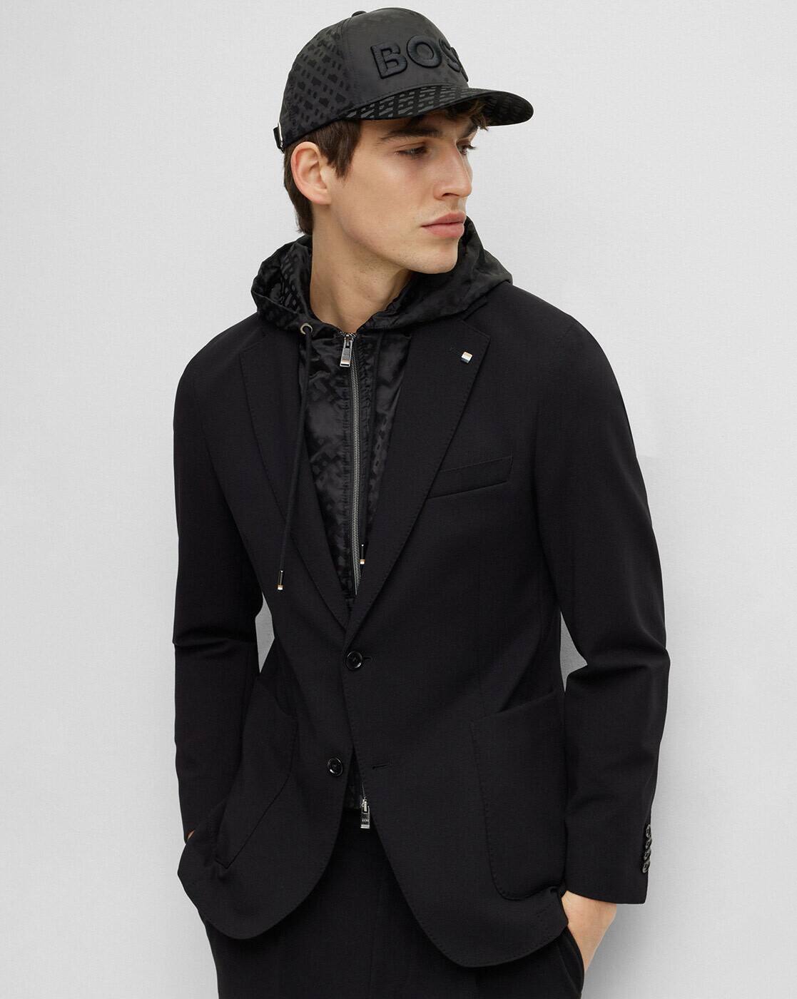 Buy BOSS Oversized Logo Monogram-Jacquard Cap | Black Color Men