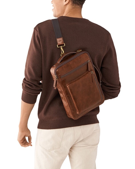 Fossil leather laptop bag men's best sale