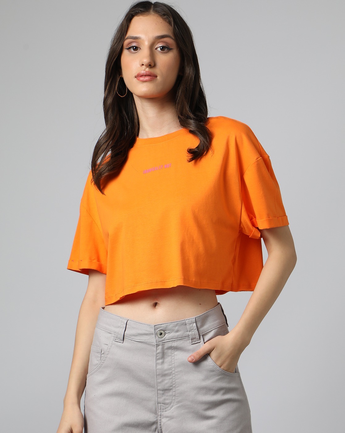 orange crop top t shirt