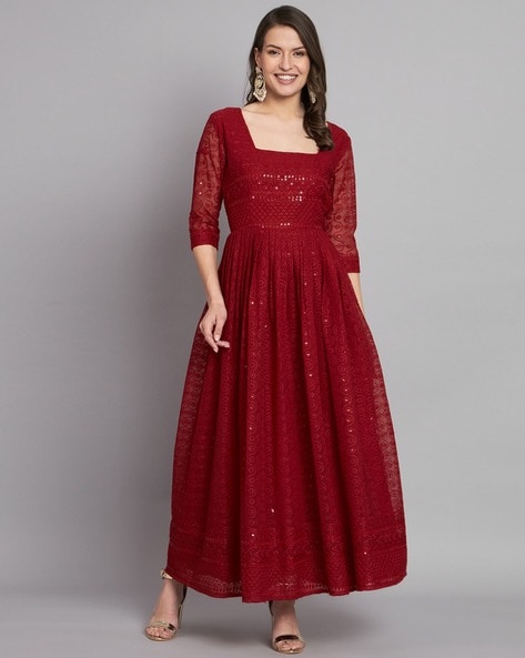 Beautiful Black Georgette Red Printed Gown – Shivansh Fab