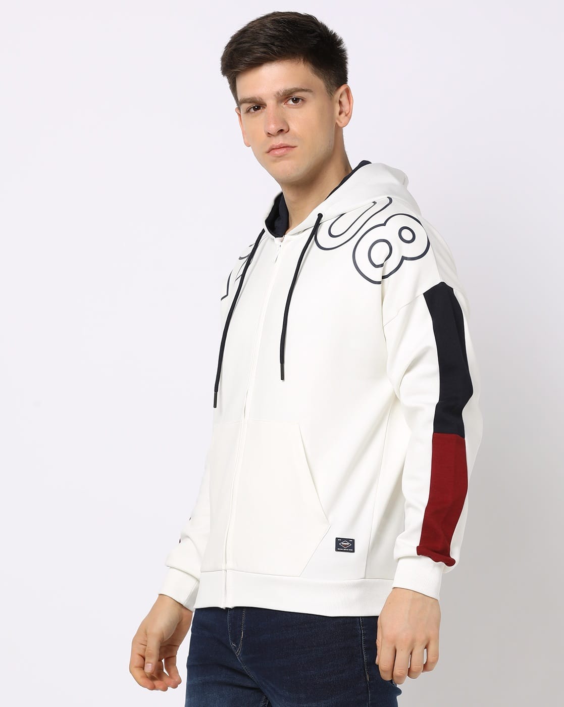 Buy LEE COOPER Zip-Front Printed Hoodie Online | Ajio.com