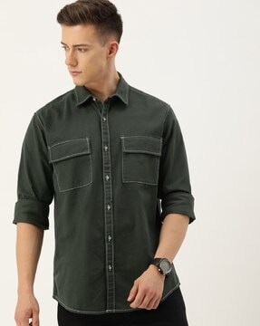 Checked Regular Fit Shirt with Attached Hoodie