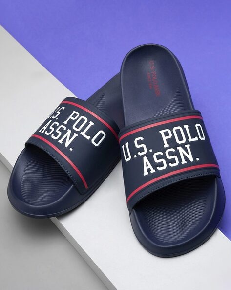 Navy blue designer discount slides