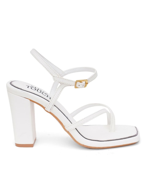 Buy GNIST White Strappy Tie up Block Heel Sandal for Women Online in India