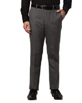 park avenue Slim Fit Flat-Front Trousers-picture-14