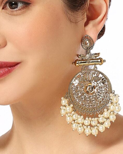 Flipkart.com - Buy Oomph Oxidised Silver Look Alike Pearls Large Laxmi  Ethnic Jhumka Earrings Beads, Crystal Alloy Jhumki Earring Online at Best  Prices in India