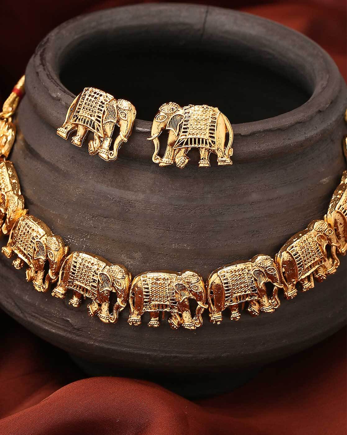 Elephant earrings and necklace shop set