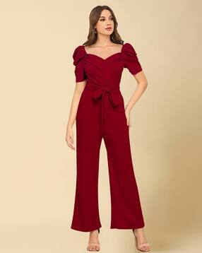 favriz Short-Sleeve Jumpsuit with Waist Tie-Up-picture-19