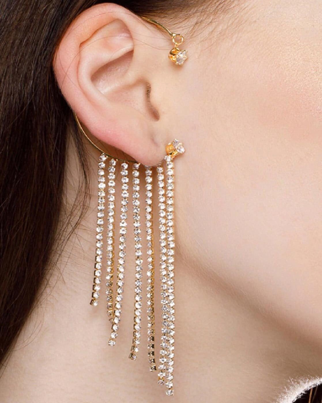 Chain and Cuff Ear Climber Earrings in Gold | Uncommon James