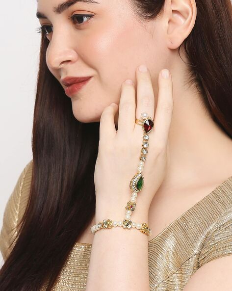American Diamond Ethnic Rose Gold plated bracelet| Silvermerc Designs
