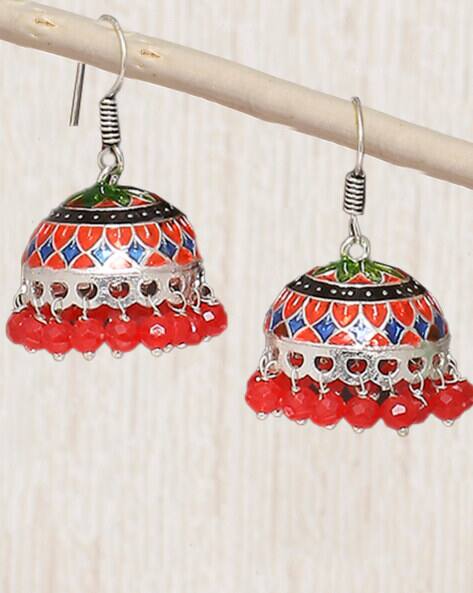 Fabula Silver-Plated Jhumkas with Beads