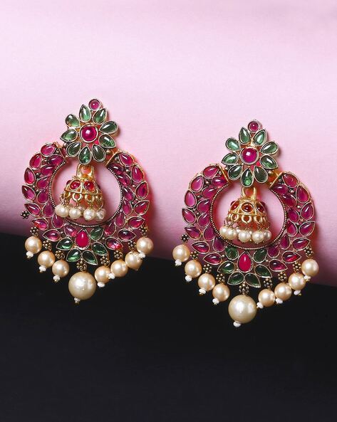 Anandita Silver Kempu earrings-Buy Silver Gold Plated Jewellery Online — KO  Jewellery