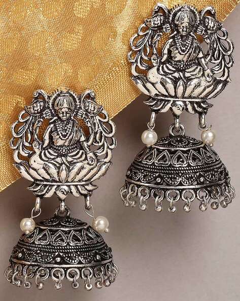 Oxidized Silver Plated Handmade Lotus Design Jhumka Jhumki Party Wear  Earrings for Women - Etsy