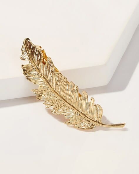 Fabula HSN5-Gold-Plated Leaf Shape Hair Clip