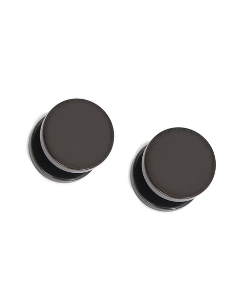 Stainless Steel • Pair of Fake Plugs 16G • Black PVD Coated, Steel Fin —  Vital Body Jewelry