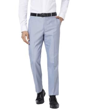 park avenue Flat-Front Trousers with Insert Pockets-picture-15