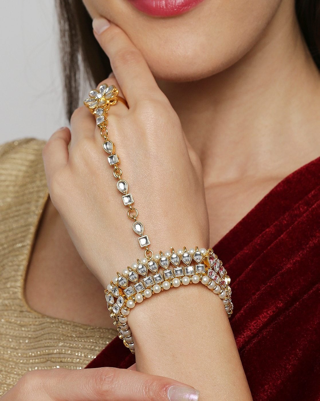 Gold 2025 kundan bracelet