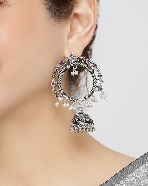 Buy Oxidized Silver Mirror Round Earrings Online In India At Discounted  Prices