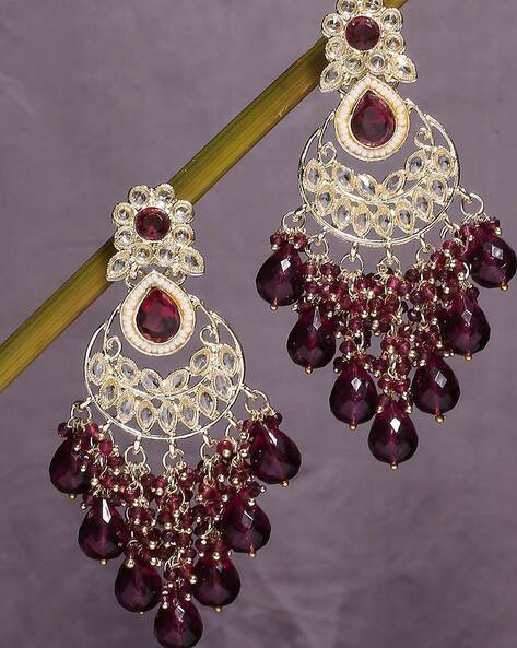 Buy Maroon Earrings for Women by Lookteen Online | Ajio.com