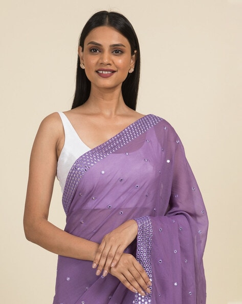 Lavender Sequence Work Top With Plain Palazzo