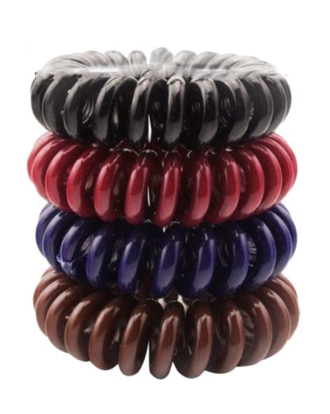 Hair Accessories Pony O Spiral Hair Elastics Brown 4pcs