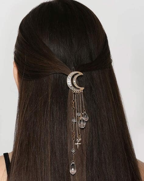 Oomph Stone-Studded Hair Clip with Tassels