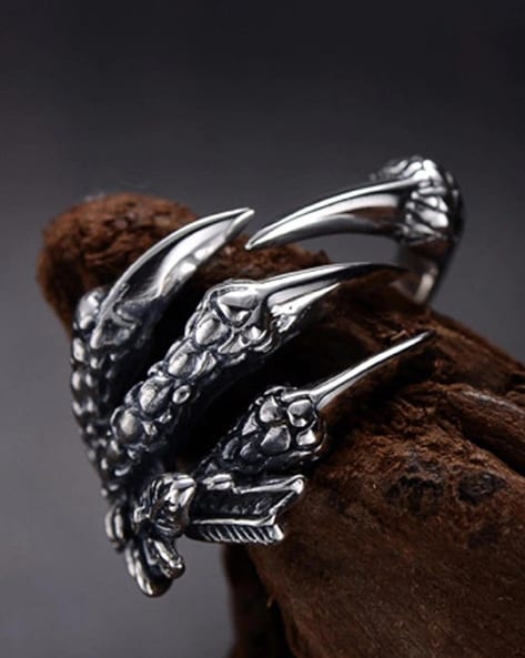 Retro Dragon Claw Brass Sterling Silver Ring - The Gothic Merchant