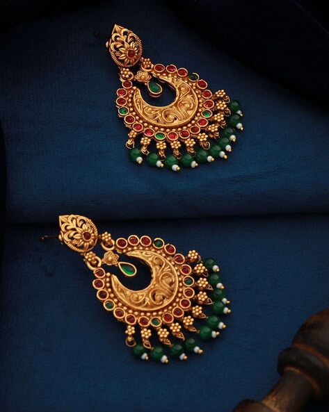 Gold Plated Lakshmi Chand Bali Earrings - South India Jewels