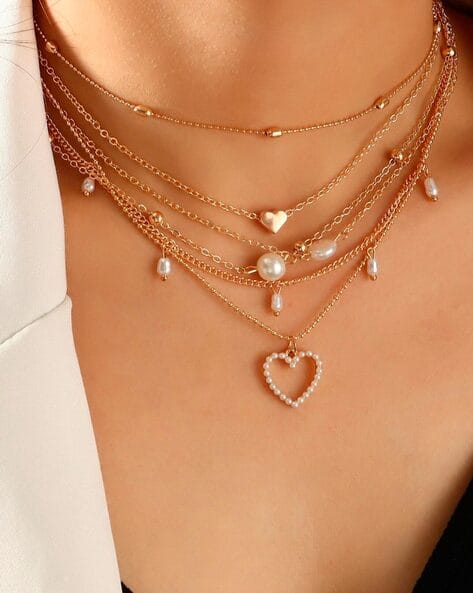 Fabula NSSK90-Set of 5 Gold-Toned Necklaces