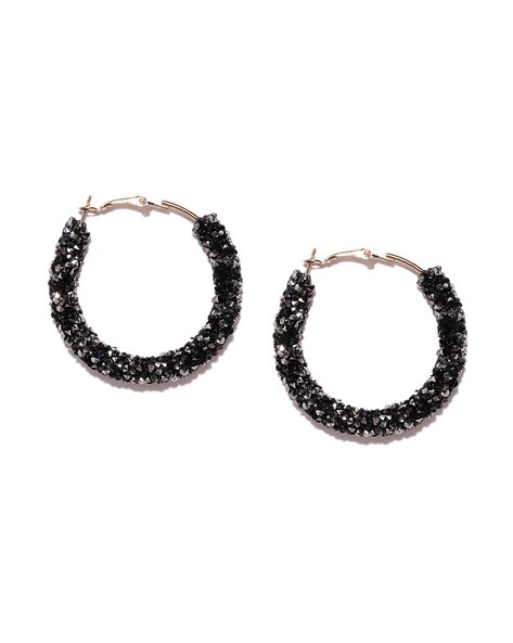Round 2.50 Carat Genuine Black Diamonds Hoop Earrings In 14k Solid Gold at  Rs 96500/pair in Surat