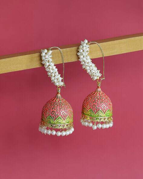 Fabula EHC85- Meenakari & Pearl Studded Jhumka